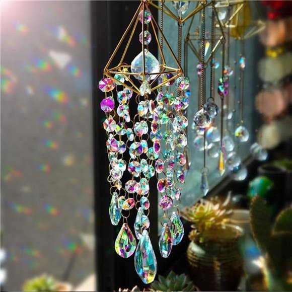 Crystal Suncatchers Hanging Wind Chime Style Garden Suncatcher Rainbow Maker - Picture 6 of 6